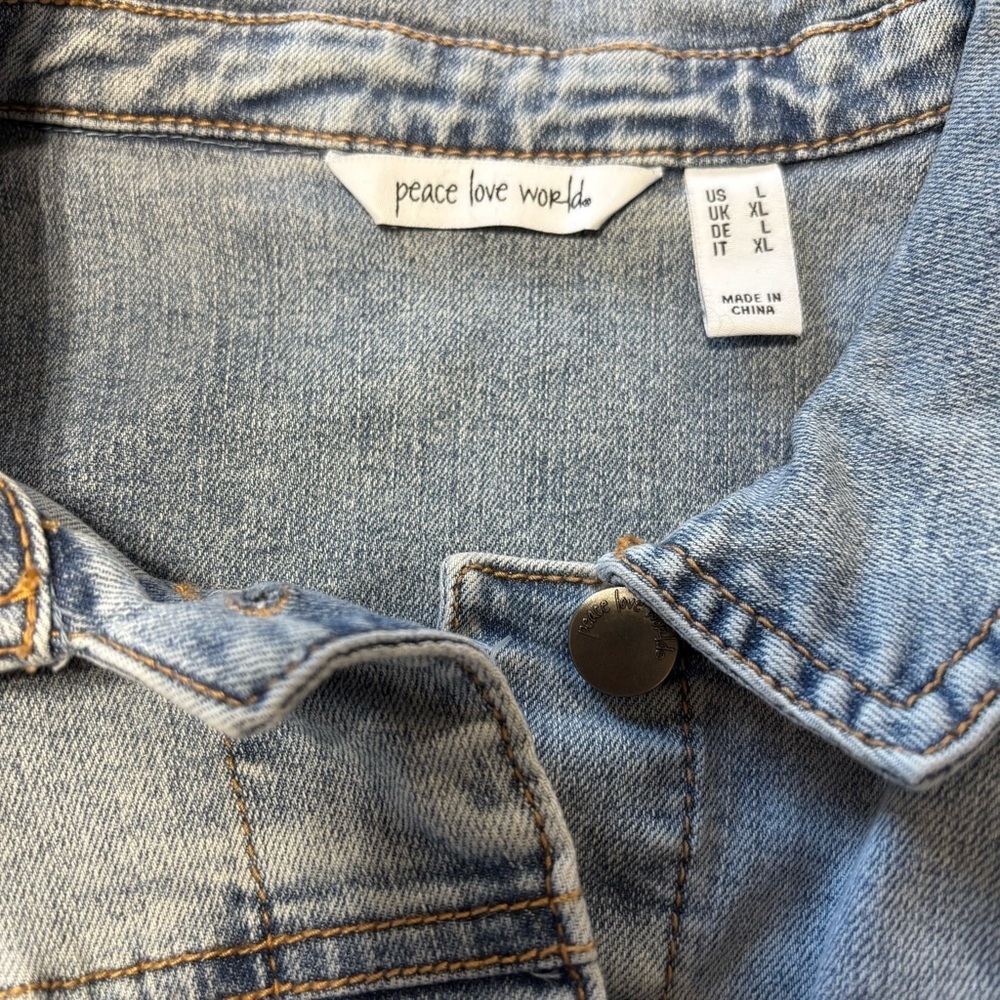 Peace Love World Light Blue Denim Jacket - Picture 5 of 5